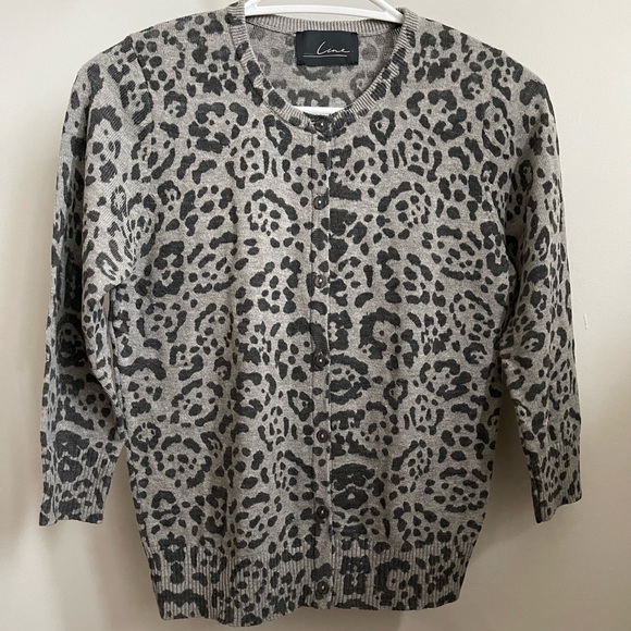 LINE Cheetah Print Cardigan - Picture 1 of 6